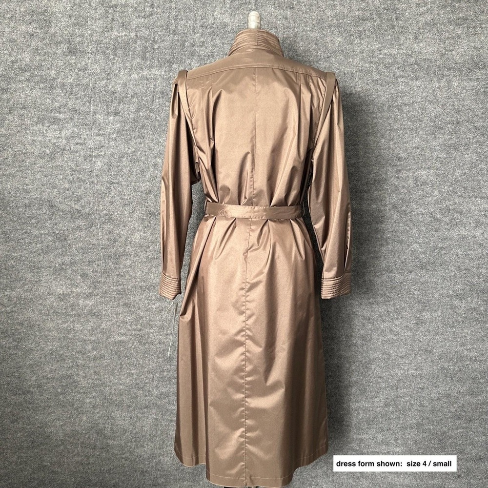 Vintage 80s J Gallery Womens 11 12 Petite Tan Belted Trench Coat Classic - Picture 3 of 16